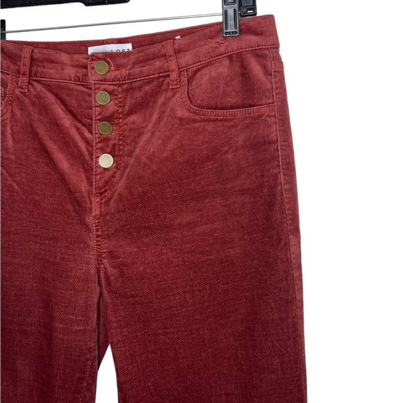 Loft Pink Velvet High Waist Button Fly Academia Skinny Pants Size 10 - Picture 6 of 11